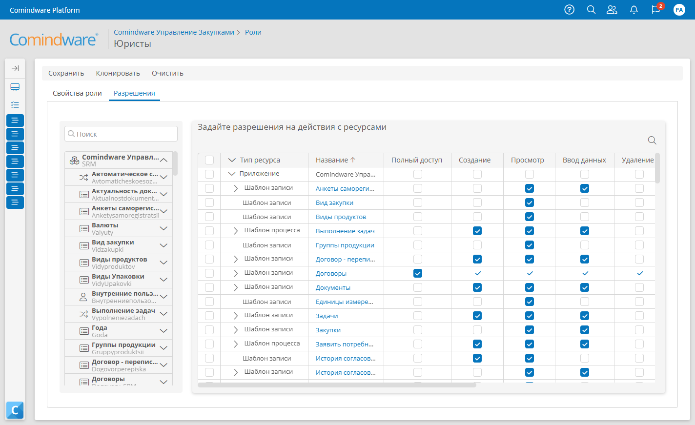 Все участники процесса закупок имеют свои роли