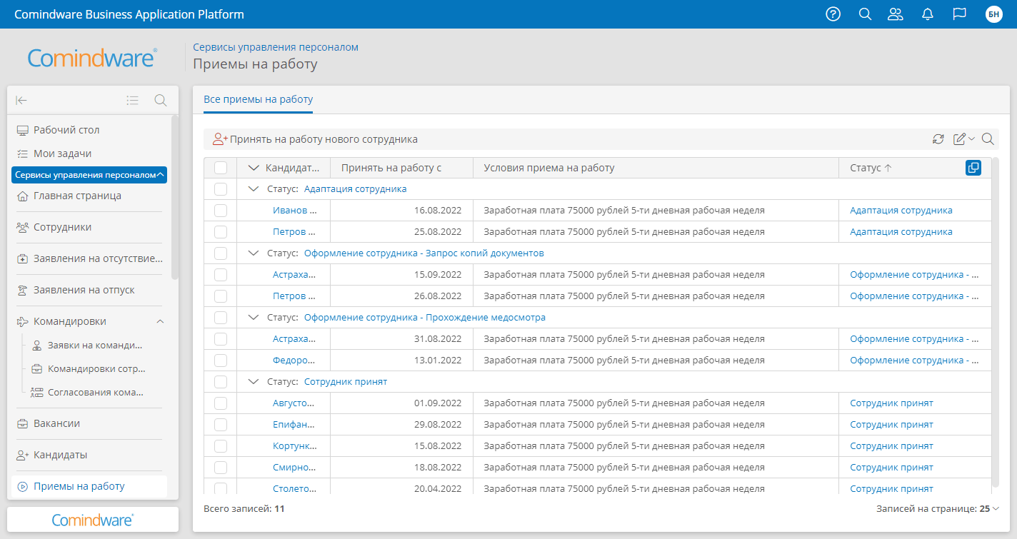 Сервис для управление наймом сотрудников